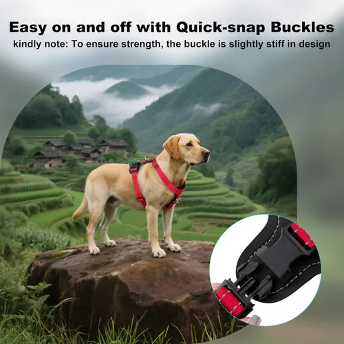 Miniatura 6 de Plutus Pet Arnés ajustable sin tirones para perro con detalles de cuero, chaleco de nailon reflectante resistente para entrenamiento, senderismo