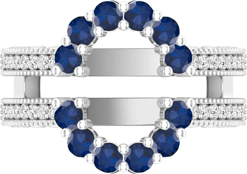 Miniatura 2 de Dazzlingrock Collection Anillo de boda doble con piedra preciosa redonda y diamante blanco para mujer, plata de ley