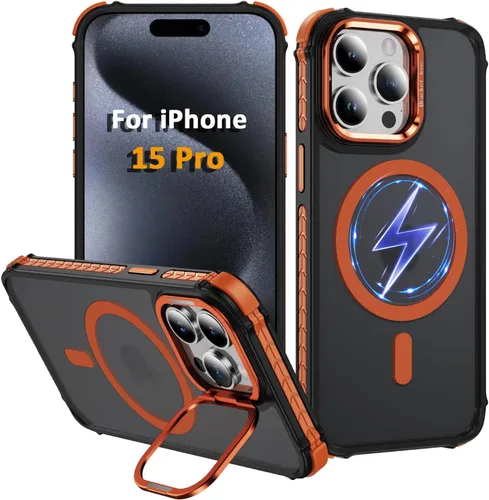 Miniatura 27 de i Phone 13 - Funda para iPhone 14, compatible con carga inalámbrica MagSafe, resistente, a prueba de golpes, soporte ajustable, color rojo mate
