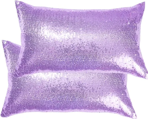 Miniatura 22 de Poise3EHome Fundas de almohada decorativas de 18 x 18 pulgadas, color rosa fucsia con lentejuelas, para sofá, cama, sala de estar, Navidad