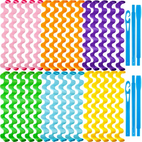 Miniatura 11 de 30 piezas de rizadores sin calor, ondas sin calor, rizos en espiral, kit de peinado con 2 piezas de ganchos de peinado para la mayoría de peinados