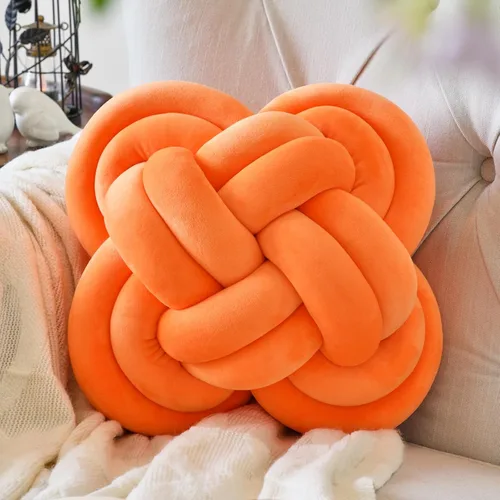 Miniatura 11 de Xuyier Bola de almohada de nudo, almohadas decorativas con tela de terciopelo para sofá cama, decoración de 12 pulgadas, cojines cuadrados anudados