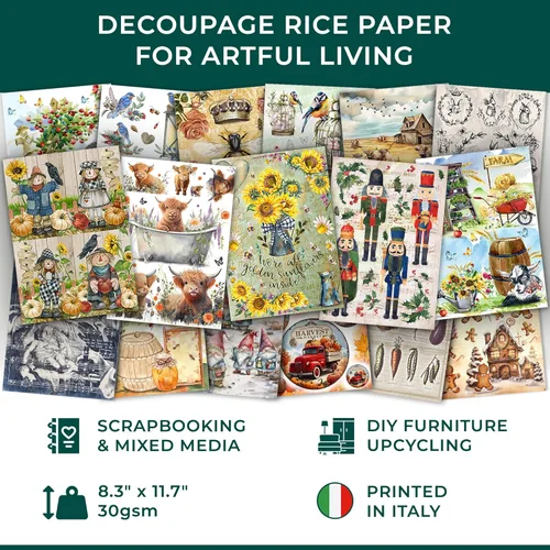 Miniatura 4 de Papel de arroz para Decoupage A4 Feliz Navidad (Cara de Papá Noel Rosa - 2 hojas)