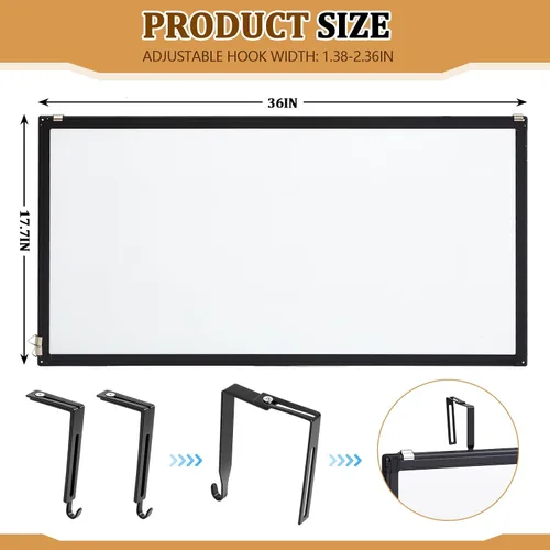 Miniatura 8 de Magnetic Cubicle Whiteboard Wall Mount Dry Erase Board Long Board Black Aluminum Frame Hook Mounting System(24"x20")