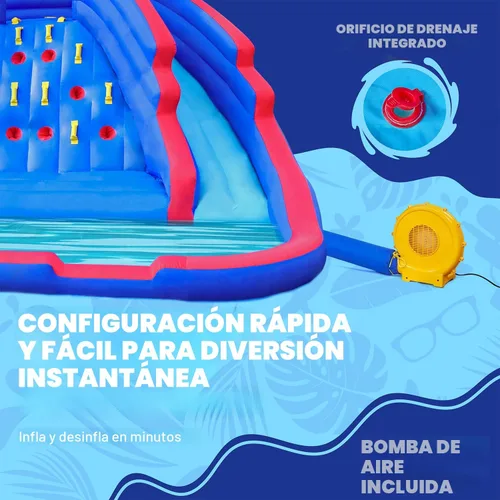 Miniatura 7 de Sunny & Fun Ultra Climber - Parque inflable de tobogán acuático – Resistente para diversión al aire libre – Pared de escalada, dos toboganes