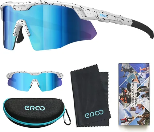 Miniatura 5 de Gafas de sol de béisbol pequeñas envolventes para jóvenes, niños y mujeres, para correr, ciclismo, deportes al aire libre S598 Blanco / Punto / Azul
