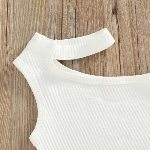 Miniatura 149 de TheFound Trajes de verano para niñas pequeñas, sin mangas, de punto acanalado, halter, pantalones cortos, ropa para recién nacidos, conjunto de 3