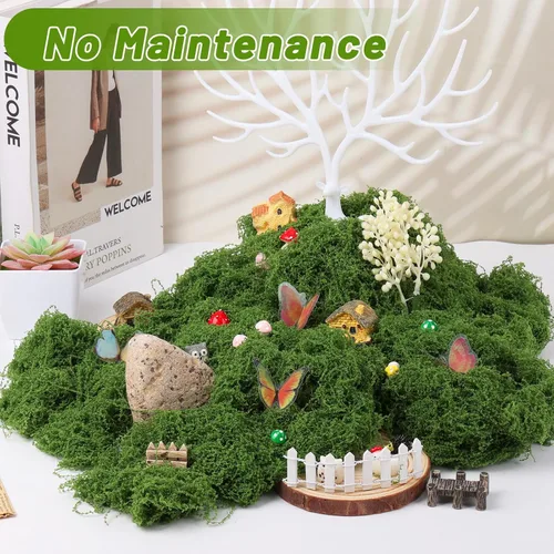Miniatura 5 de Jollidecor Musgo artificial para plantas en maceta, 7.06 onzas de musgo verde falso para manualidades, relleno de maceta de musgo decorativo