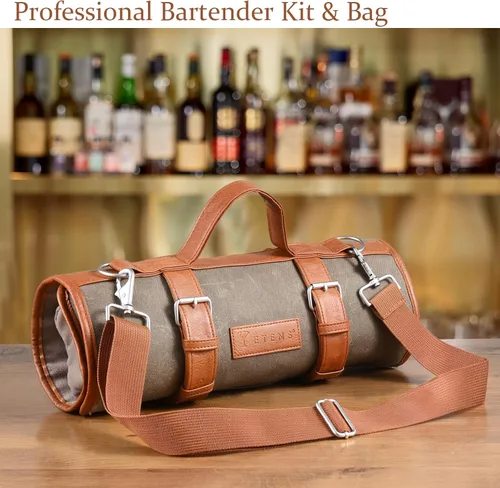 Miniatura 2 de Etens Kit de Barman de Viaje – Kit de Bartending de 22 Piezas con Herramientas de Bar, Accesorios de Barman, Bolsa de Herramientas de Lona Encerada