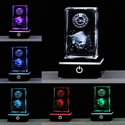 Miniatura 2 de Regalos de astrología del zodiaco de Tauro con cristales 3D para mujeres y hombres, figura de cristal de Tauro, decoración de constelación, cosas