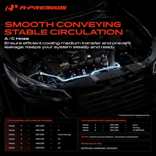 Miniatura 2 de A-Premium Conjunto de manguera de succión A/C compatible con Mazda 3 2014-2018, 6 2014, Compressor to Evap