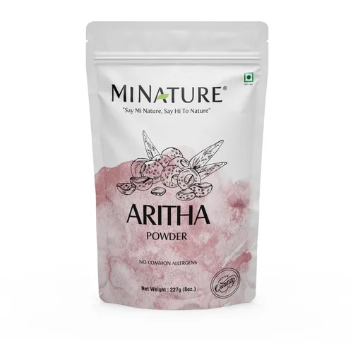 mi nature Aritha (Sapindus Laurifolia) Polvo de nuez de jabón - Acondicionador orgánico para cabello sedoso certificado por USDA NOP para cabello