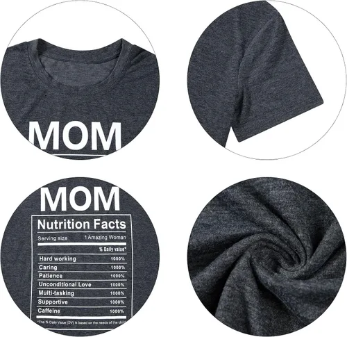 Miniatura 7 de Mom Nutrition Facts - Camiseta divertida para el día de la madre, camiseta con estampado de letras, camiseta casual de verano