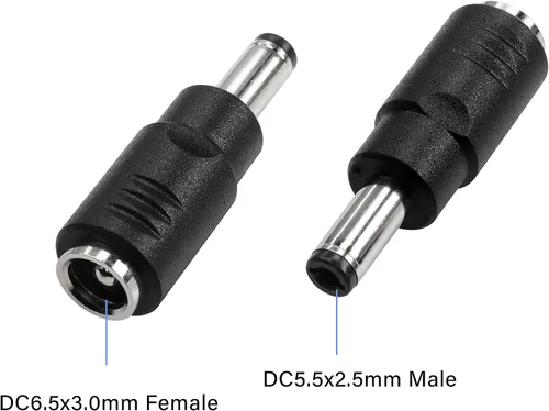 Miniatura 2 de Adaptador de corriente CC, enchufe macho de 0.217 in x 0.098 in CC a conector hembra de 0.256 in x 0.118 in para laptop, cámaras de seguridad CCTV