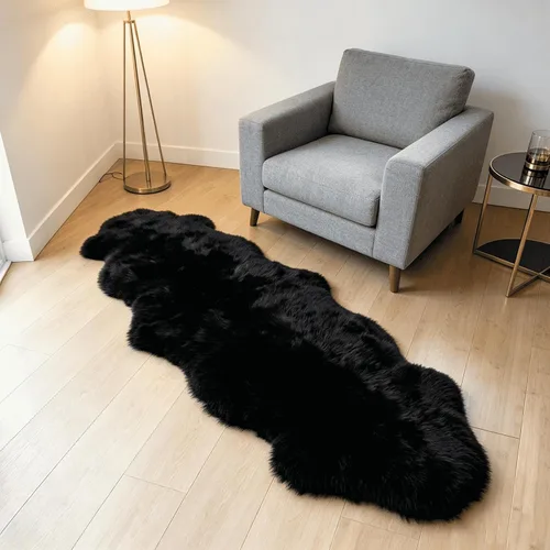 Miniatura 11 de AOGELAN Alfombra de oveja genuina de alta calidad, piel de oveja auténtica, esponjosa, esponjosa, de piel de cordero para niños, dormitorio, sofá