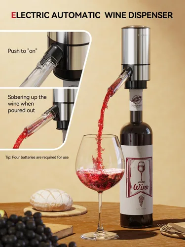 Miniatura 6 de Juego de regalo de vino eléctrico recargable, aireador, tapones de vacío, cortador de papel de aluminio y abridor de botellas para bar en casa