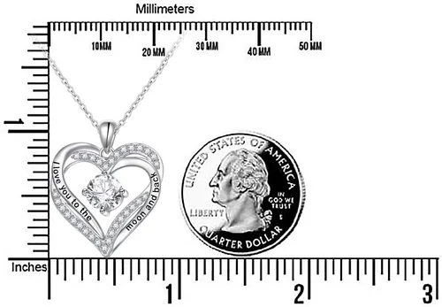 Miniatura 19 de Cadena de plata esterlina y dije de corazón y animal tierno con palabras grabadas, cadena de 18 pulgadas, para mujeres y niñas