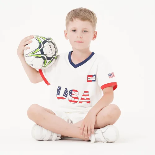 Miniatura 95 de Cnins Camisetas de entrenamiento de fútbol para niños de 2 a 14 años, trajes de práctica para niños y niñas con colores del equipo nacional