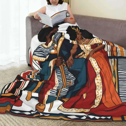 Miniatura 5 de Manta afroamericana de 50 x 60 pulgadas, regalo para amantes del rey y la reina, ultra suave, acogedora, decorativa, estilo bohemio, acogedora manta