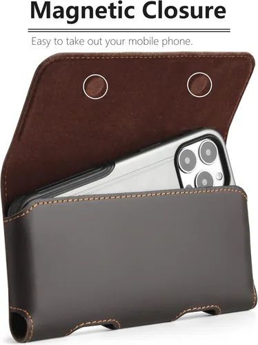 Miniatura 2 de Gcepls Funda de cuero para teléfono para iPhone SE, iPhone 8, 7, 6s, estuche para cinturón de teléfono de cuero de vaca premium con clip para Marrón
