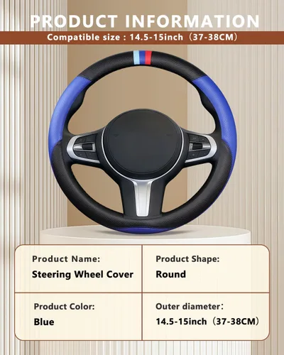 Miniatura 7 de Funda personalizada para volante de automóvil para BMW X1, X2, X3, X4, X5, X6, X7, i3, i4, i5, 14.5-15 pulgadas (beige)