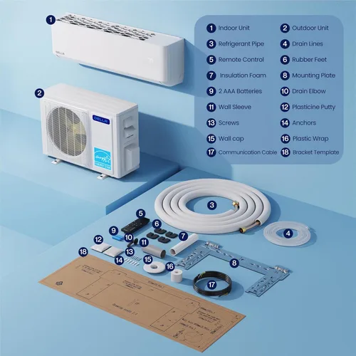 Miniatura 8 de DELLA Hyper Heat más bajo como -13℉, 12,000 BTU WiFi Mini Split, Energy Star 230V 24 SEER2, enfría hasta 550 pies cuadrados, funciona con Alexa