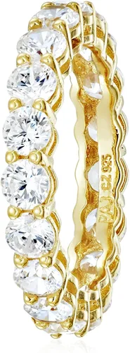 Miniatura 2 de Anillo de plata esterlina y circonia cúbica, plata chapada en oro amarillo, 7, Blanco, S4AER700AC