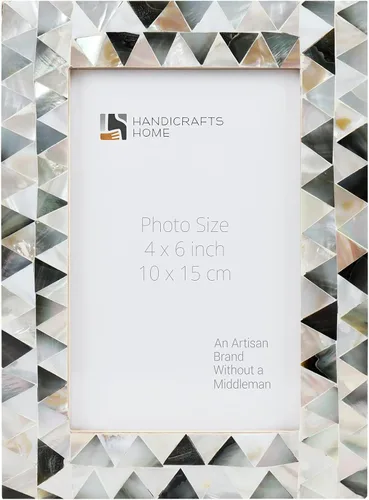 Handicrafts Home Marco de fotos blanco hecho a mano de 4 x 6 pulgadas, marco de fotos vintage de nácar, marco de exhibición para mesa o pared,