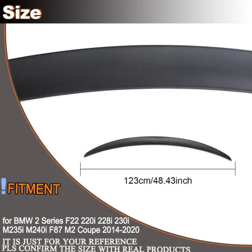 Miniatura 7 de Alerón trasero negro mate para BMW Serie 2 F22 F87 M2 Coupé 2014-2020 220i 228i 230i M235i M240i Tapa trasera de fibra de vidrio Highkick Wing Lip