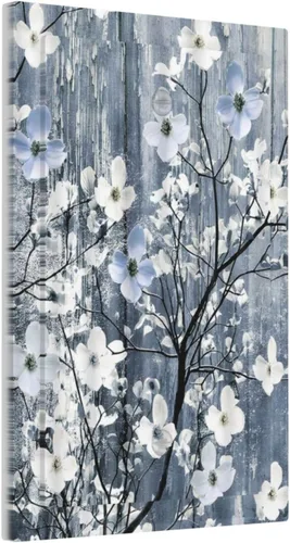 Miniatura 160 de Cubierta de interruptor de luz de 3 cuadrillas con diseño de flores azules púrpuras, cubierta de placa de pared de triple palanca, arbustos florales