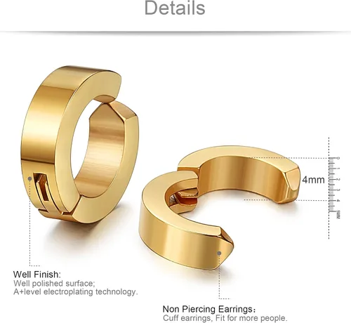 Miniatura 2 de Jstyle Aretes de acero inoxidable para hombre y mujer, hipoalergénicos
