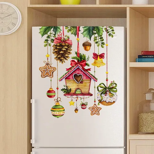 Miniatura 5 de Calcomanías de pared de Navidad, 1 unidad, calcomanías de pared de vinilo de Navidad, murales de pared extraíbles de Navidad, despegar y pegar