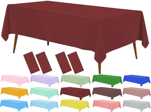 Miniatura 45 de Mantel de plástico verde frutal (paquete de 2), 54 x 108 pulgadas, cubierta de mesa para mesa rectangular, manteles desechables verde manzana