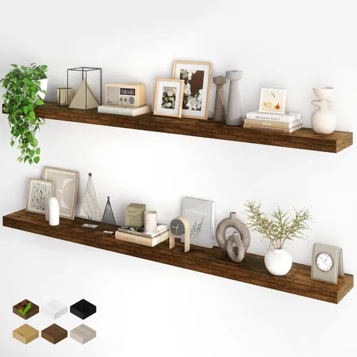 Miniatura 22 de Fun Memories Estantes flotantes para pared, estantes flotantes de 48 pulgadas de largo, juego de 1, estante colgante con soportes invisibles