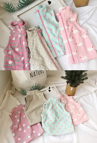 Miniatura 5 de Chaleco ligero polar suave de la muchacha del bebé con cremallera hasta el chaleco de la ropa de abrigo