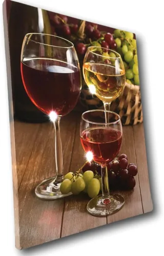 Miniatura 3 de BANBERRY DESIGNS Arte de pared LED de copas de vino, juego de 2 impresiones en lienzo iluminadas, decoración temática de vino, funciona
