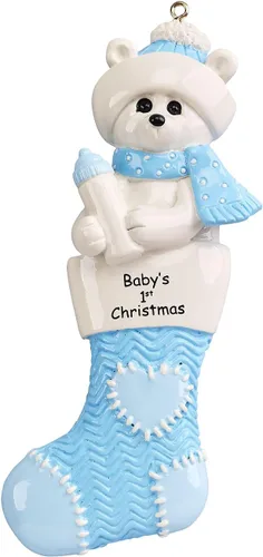 Miniatura 2 de Adorno personalizado de oso polar 2024-1ª Navidad, adornos de oso polar azul para árbol de Navidad, regalos para amantes de los animales, decoración