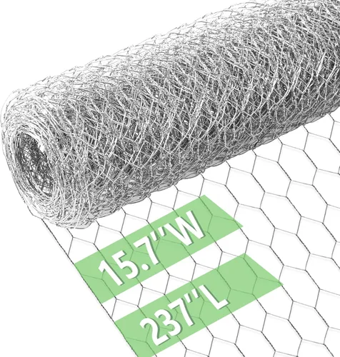 Miniatura 17 de Alambre de pollo de 13.7 pulgadas x 393.7 pulgadas, malla galvanizada hexagonal para jardín, valla de jardín para mascotas, conejos, pollos con 100