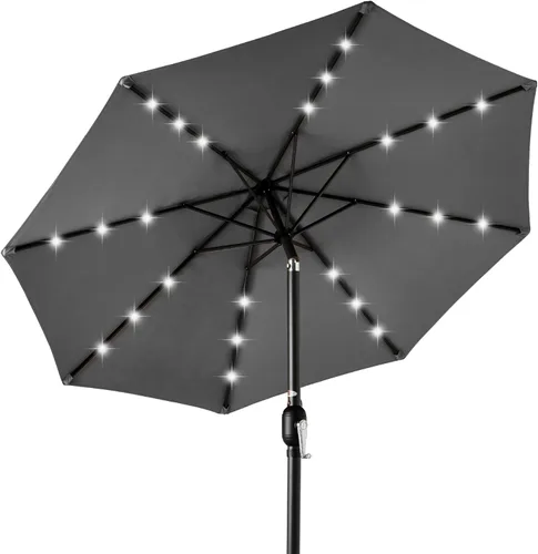 Miniatura 34 de Best Choice Products Solar Polyester LED Lighted Patio Umbrella w/Tilt Adjustment and UV-Resistant Fabric Gris niebla