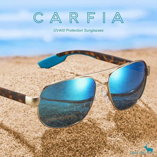 Miniatura 5 de CARFIA Gafas de sol clásicas para hombre de metal polarizadas protección UV CA5377
