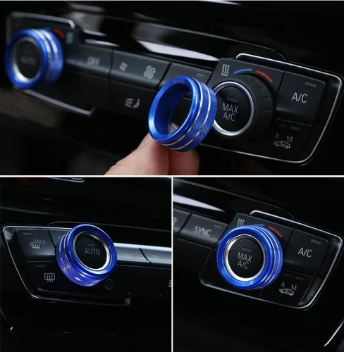 Miniatura 3 de YIWANG Aleación de aluminio car styling aire acondicionado Perillas de audio Circle Trim 3 unids para BMW 1 2 3 4 Series F30 F34 F46 GT X1 F47 F48