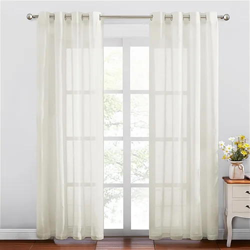 Miniatura 123 de NICETOWN Cortinas de lino traslúcidas con textura de lino de 84 pulgadas de largo, con ojales semitraslúcidos, tratamientos de ventana, privacidad