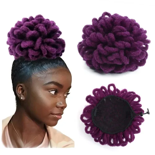 Miniatura 37 de Yinmei Baibian Loc Cola de Caballo con Cordón Moño de Pétalos Moños de Rastas Afro Rojas Cola de Caballo Rizado Hinchado Trenza Colas de Caballo