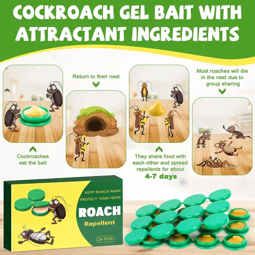 Miniatura 4 de Trampas de cebo de gel para cucarachas, paquete de 36 estaciones de cebo para cucarachas para uso en interiores, repelente de larga duración