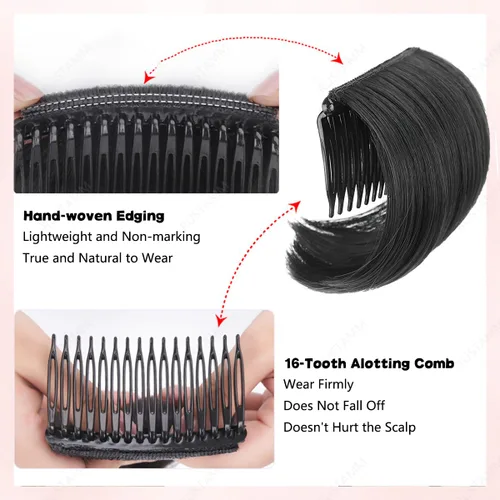Miniatura 7 de 2 piezas de moño para el cabello, clip invisible para el cabello falso, peine esponjoso, extensiones de cabello, herramienta de inserción de peinado