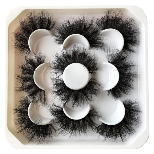 Miniatura 63 de Medias pestañas postizas con banda transparente, finas, estilo ojo de gato, naturales, cortas, pequeñas, acento 3/4, de visón sintético, tiras