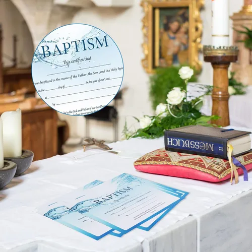 Miniatura 6 de Jetec 12 certificados de bautismo para iglesia de 11 x 8.3 pulgadas, en blanco, certificados de dedicación de bebé, papel impreso de una sola cara