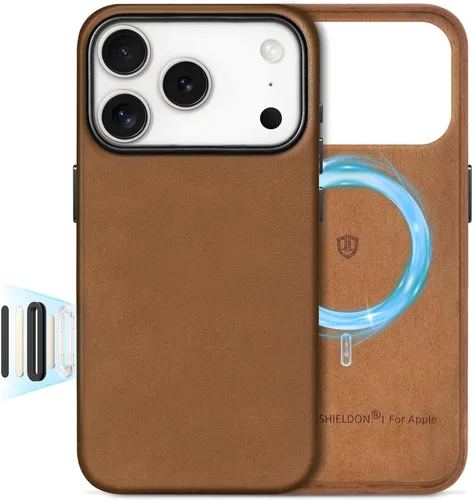 Miniatura 35 de SHIELDON Funda de cuero genuino para iPhone 17 Pro Max de 6.9 pulgadas 2025, [botón de la cámara actualizado], compatible con Magsafe, carga Azul