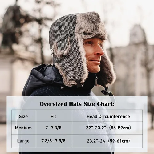 Miniatura 27 de Comhats Gran XL Trapper Trooper Caza Cálido Oído Solapa Rusia Ushanka Invierno Esquí Clima Frío Bombardero Sombreros para Hombres