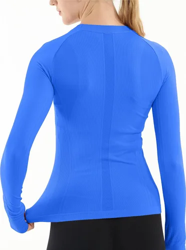Miniatura 2 de MathCat - Camisetas de entrenamiento sin costuras para mujer, camisetas de yoga de manga larga, camiseta deportiva para correr, camiseta atlética
